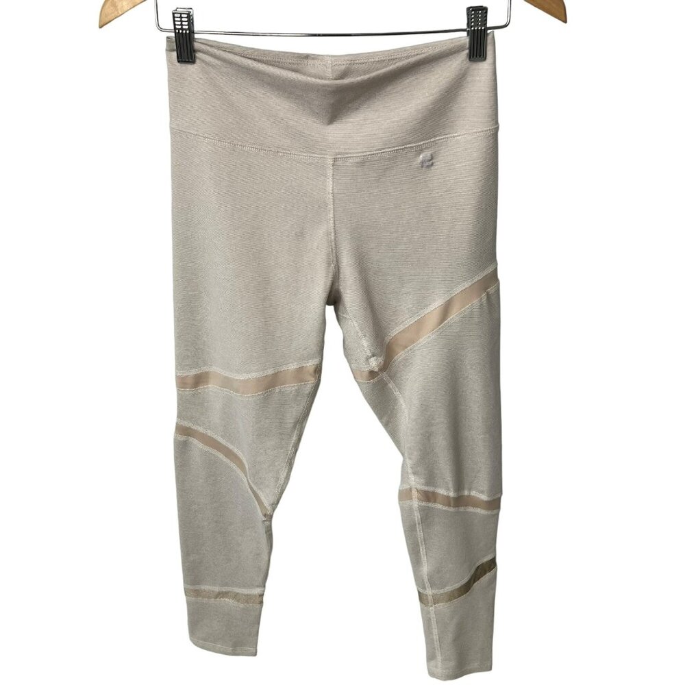 LB Leggings Size Medium Mid Rise Pull On Mesh Yoga Athleisure Beige